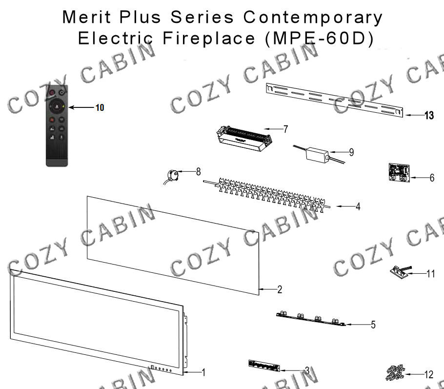 Merit Plus Series Contemporary Electric Fireplace (MPE-60D) #MPE-60D